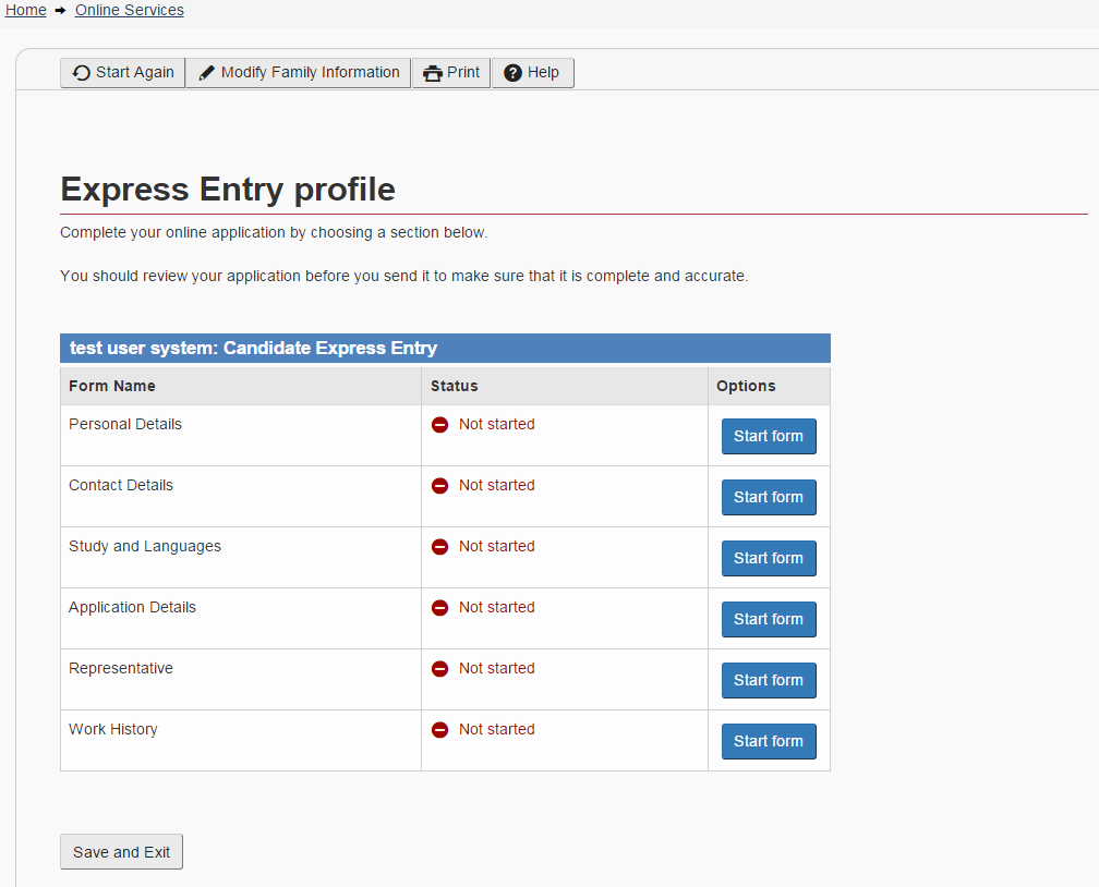 express entry profile in canada